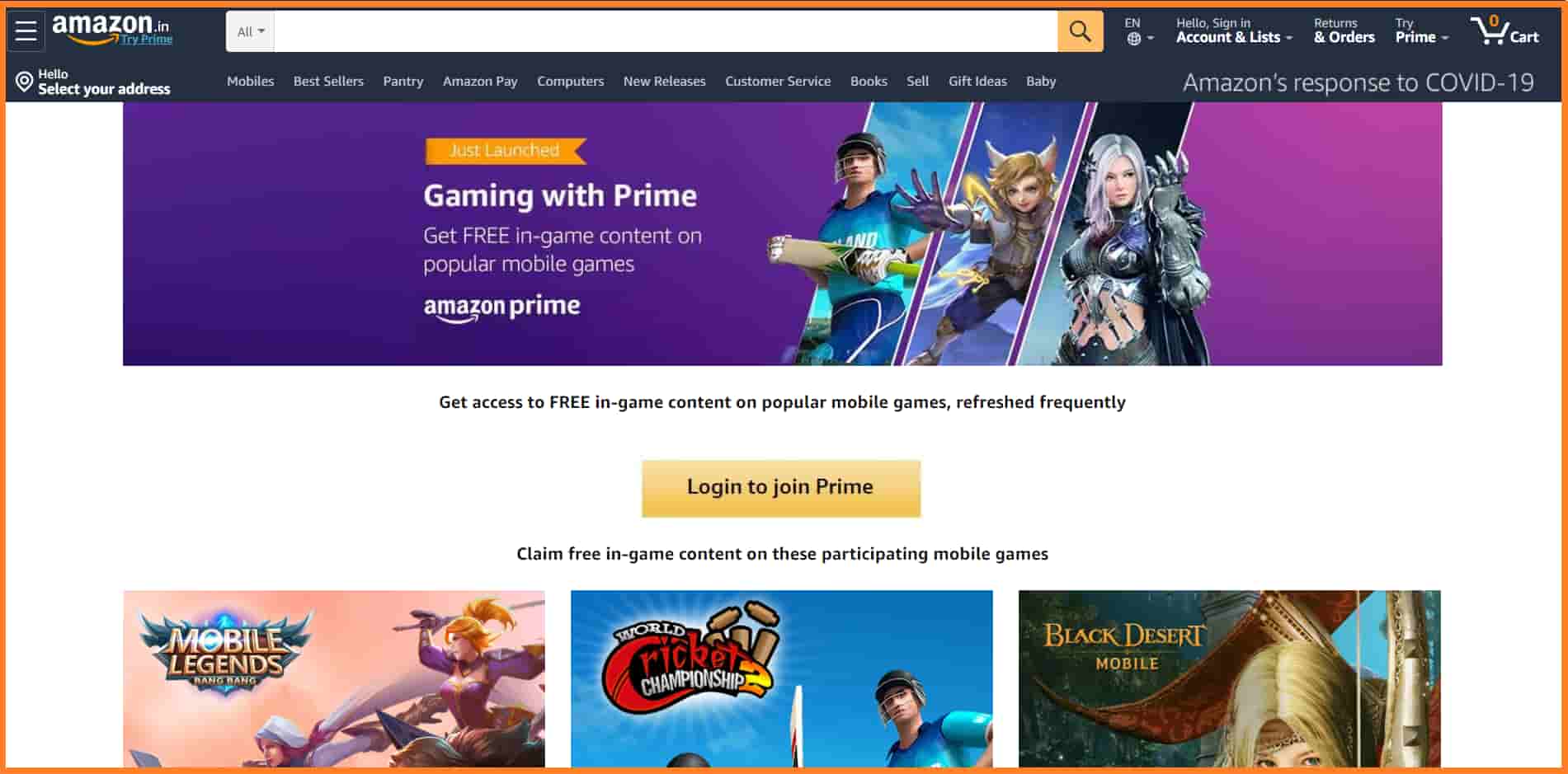 Amazon Prime gaming